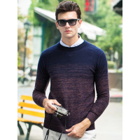 富贵鸟纯羊毛羊毛衫圆领套头修身毛衣FPD37513