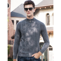 富贵鸟纯羊毛羊毛衫拉链半高领纯色毛衣FPD37531