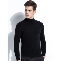 富贵鸟男士纯羊毛羊毛衫双翻领纯色毛衣FPD37750