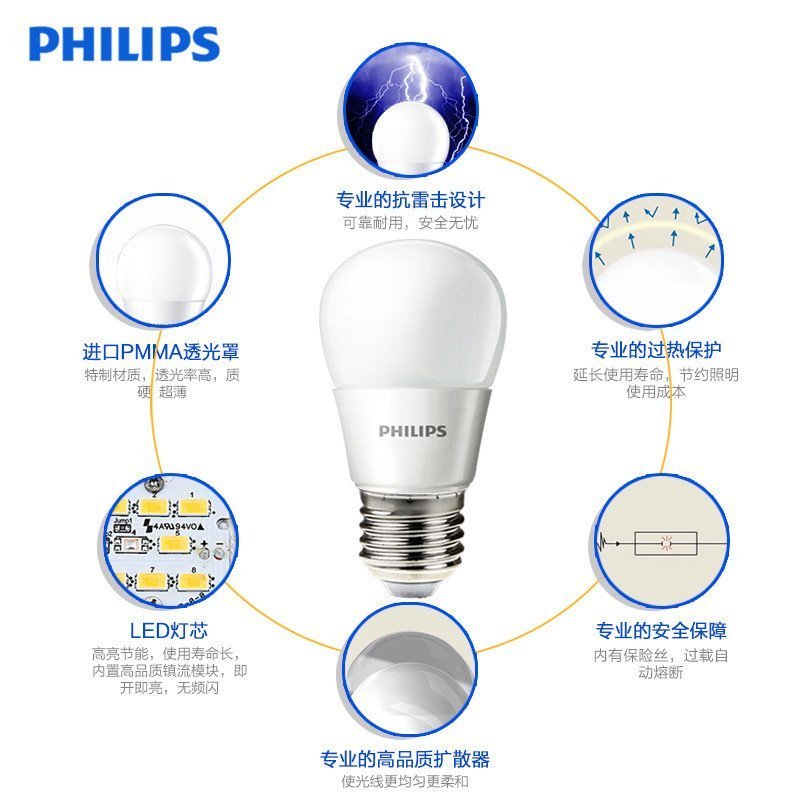 飞利浦(Philips) LED 球泡 螺口E27 暖白色 7W(个)