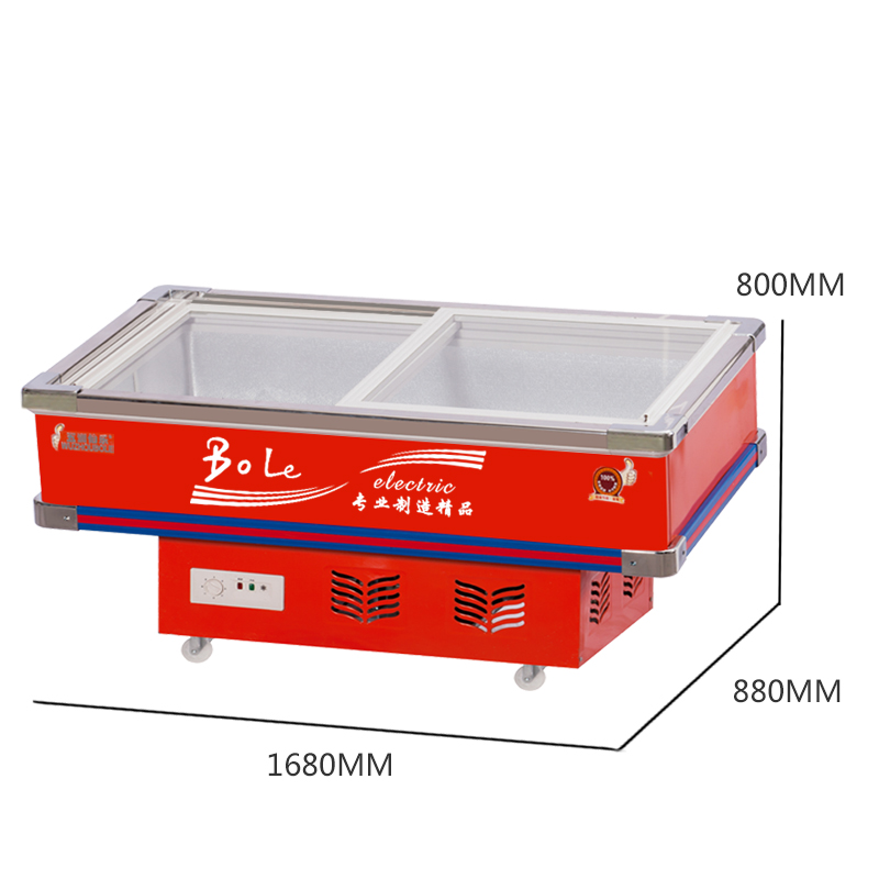 五洲伯乐(WUZHOUBOLE)SWD-1680 234升斜面海鲜柜 商用生鲜冷藏柜 肉食保鲜展示柜 推拉门冰柜卧式冷柜高清大图