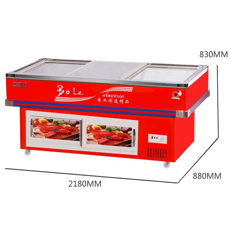 五洲伯乐(WUZHOUBOLE)SWD-2180A 445升双温海鲜柜 商用生鲜冷藏冷冻柜 肉食保鲜展示柜推拉门卧式冷柜图片