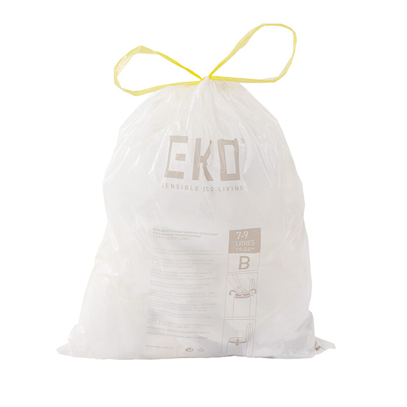 EKO(宜可)垃圾袋 点断式家用大号中号小号加厚抽绳塑料袋 一次性用品 10-15升20个/卷*5卷