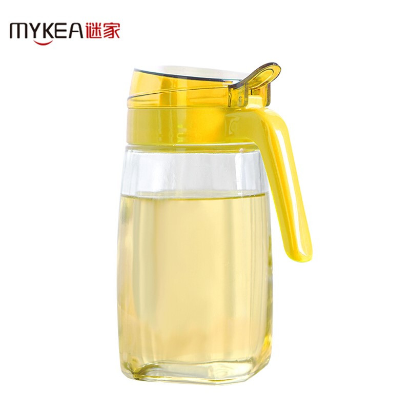 谜家 厨房用品600ml大号防漏家用玻璃油壶油瓶酱油醋壶调料瓶调料壶 黄色