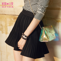 短裙秋装2017新款甜美学院纯色百搭百褶a字半身裙子短款女737066
