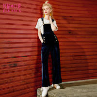 秋装2017新款甜美学院高腰丝绒宽松背带裤休闲裤长裤子女-738023_1