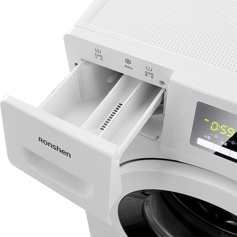 容声（Ronshen）RG80D1202BW 8公斤 变频滚筒洗衣机 零水压 羊毛洗 95℃高温煮洗（皓月白）