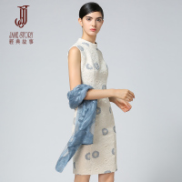 经典故事女装秋款旗袍式优雅印花连衣裙女2017新款女士宴会礼服裙