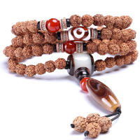 月印百川 藏式金刚菩提子108颗佛珠手链金刚菩提玛瑙天珠手串