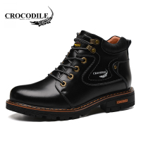 鳄鱼恤 CROCODILE 男靴复古中帮马丁靴男士保暖工装靴皮靴牛皮靴子男鞋 WFX00374110