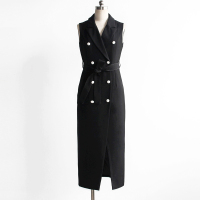 马甲女春秋过膝加长款韩版我的前半生罗子君同款修身马夹无袖风衣