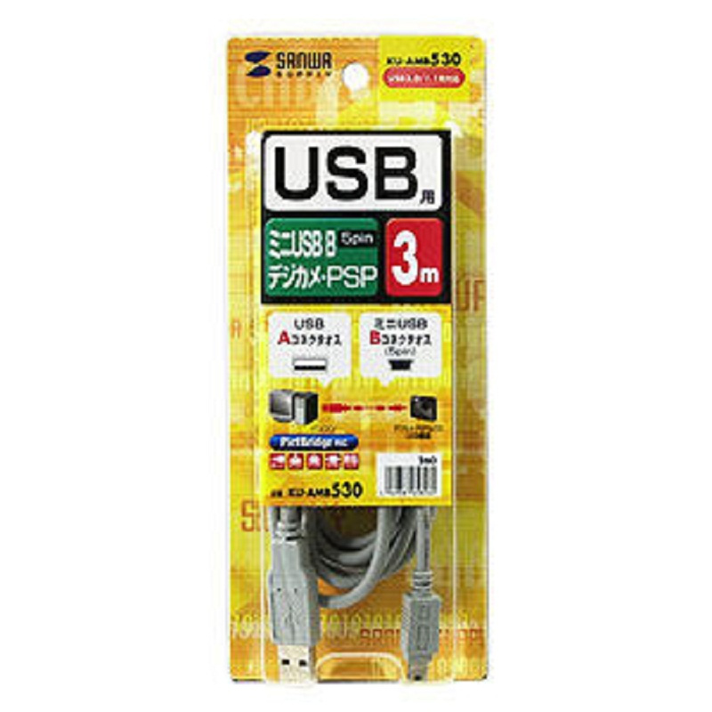 山业(SANWA SUPPLY) 3米 miniUSB连接线 KU-AMB530(根)