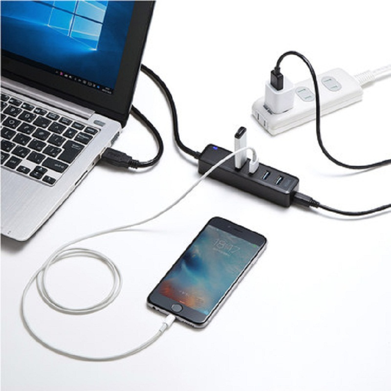 山业（SANWA SUPPLY) 4口USB3.0 磁铁吸附 集线器 USB-3H405BK （个）