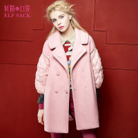 冬装上衣百搭套头时尚休闲泡泡袖呢子大衣毛呢外套中长款女542004