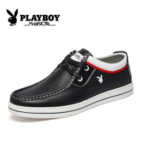 花花公子(PLAYBOY)男鞋秋季新品上市板鞋潮流休闲皮鞋男系带头层牛皮 X39317