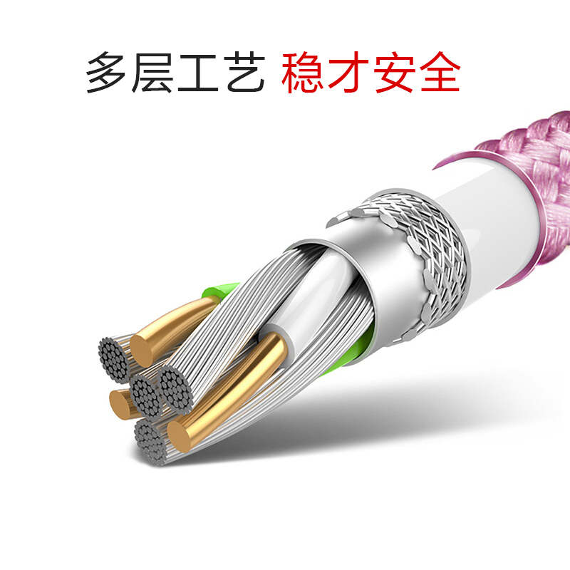 ESCASE 苹果数据线 磁吸手机快充充电线USB电源线 适用iphoneX/8/7/6sPlus/ipad 玫瑰金