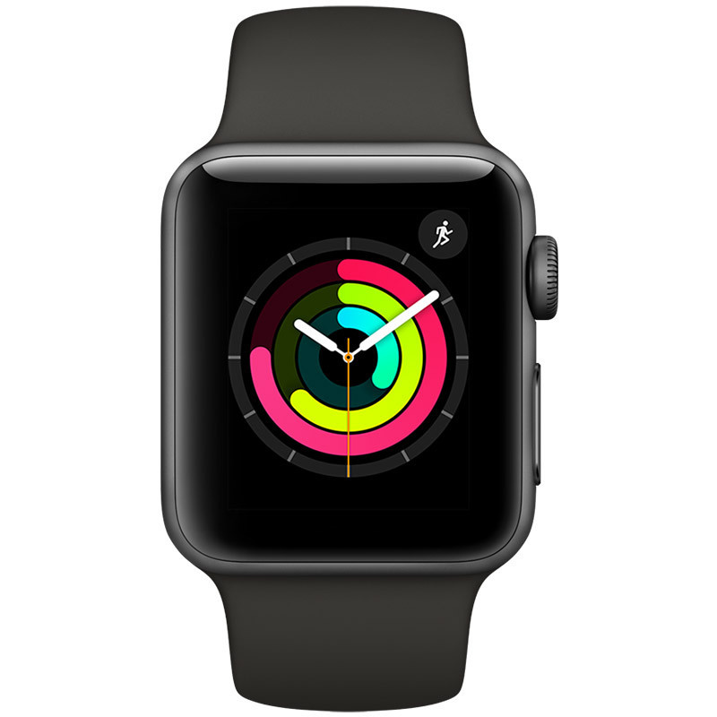 Apple苹果 Series3智能手表 GPS款 38毫米 深空灰色铝金属表壳 灰色运动型表带(定制款)