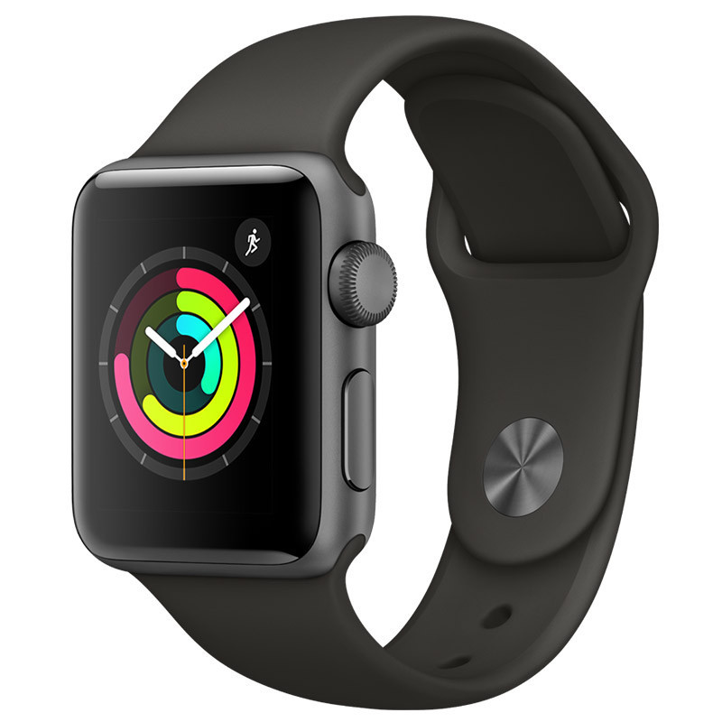 Apple苹果 Series3智能手表 GPS款 38毫米 深空灰色铝金属表壳 灰色运动型表带(定制款)