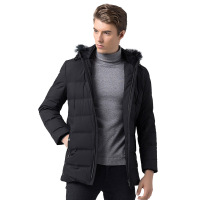 AEMAPE苹果 羽绒服男士休闲连帽狐狸毛条时尚休闲冬季保暖外套男