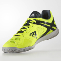 阿迪达斯 Adidas feather team 羽毛球休闲鞋男子网面透气训练鞋运动鞋 B22956 荧光黄