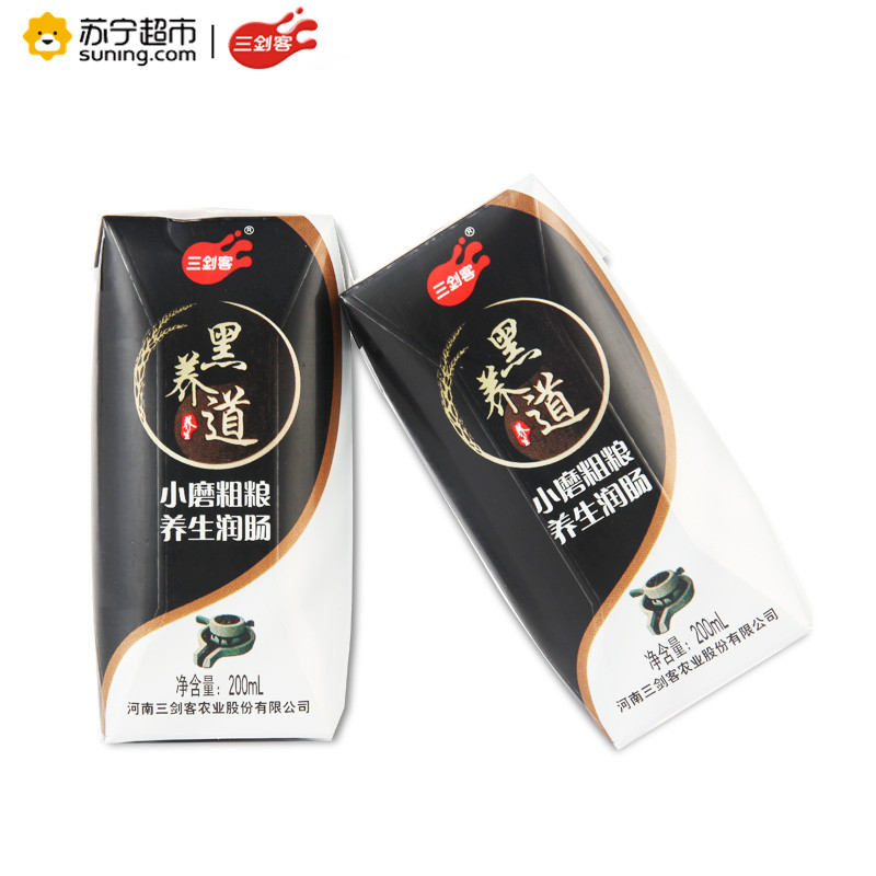 三剑客 黑养道 粗粮无蔗糖 牛奶饮品 200ml*8 盒装 (黑米+黑豆+黑芝麻+燕麦)高清大图