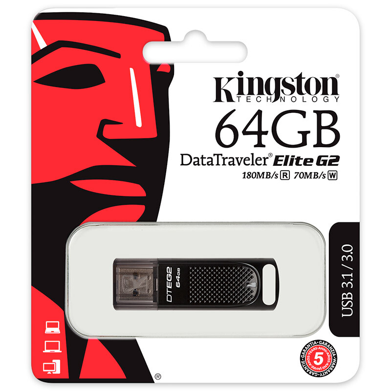 金士顿(Kingston ) 64GB U盘 USB3.1 DTEG2 金属外壳 高速车载U盘 读速180MB/s