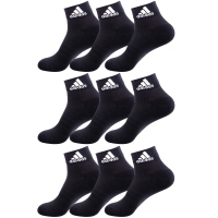 阿迪达斯 adidas 运动+休闲 男 女纯棉袜子 九双装