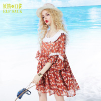 夏装2017新款女甜美蕾丝碎花A字荷叶边雪纺连衣裙短裙子727165_1