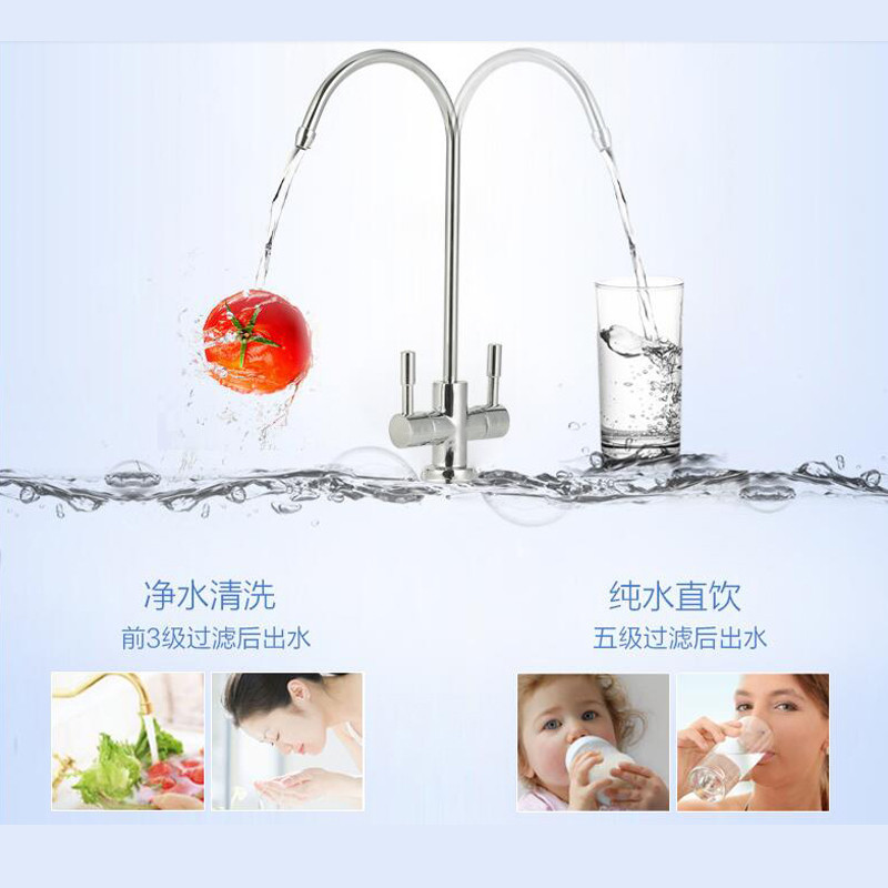 水管家 复旦申花净水器家用直饮厨下式RO反渗透净水机 双膜双出水 厨房厨下式自来水过滤器MR011B