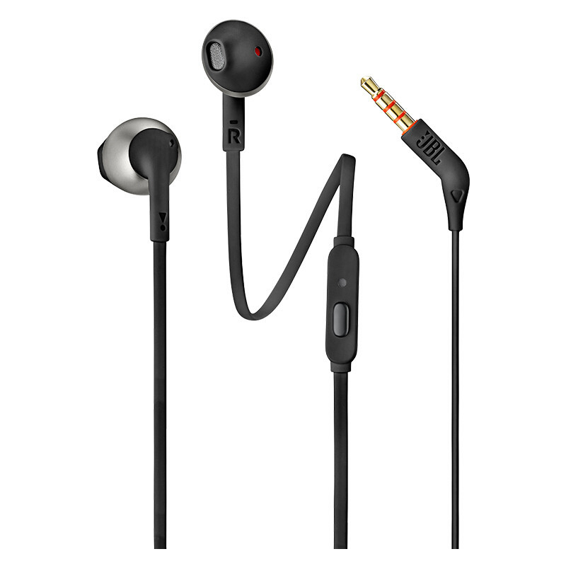 JBL T205 半入耳式耳机 带麦可通话手机耳机 黑色