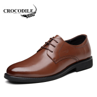 鳄鱼恤CROCODILE皮鞋男士潮流新款商务正装鞋头层牛皮系带百搭舒适男鞋_2