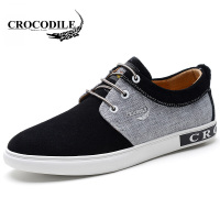 鳄鱼恤休闲鞋男士帆布鞋反绒皮拼接鞋子板鞋潮流舒适男鞋英伦风单鞋低帮_2