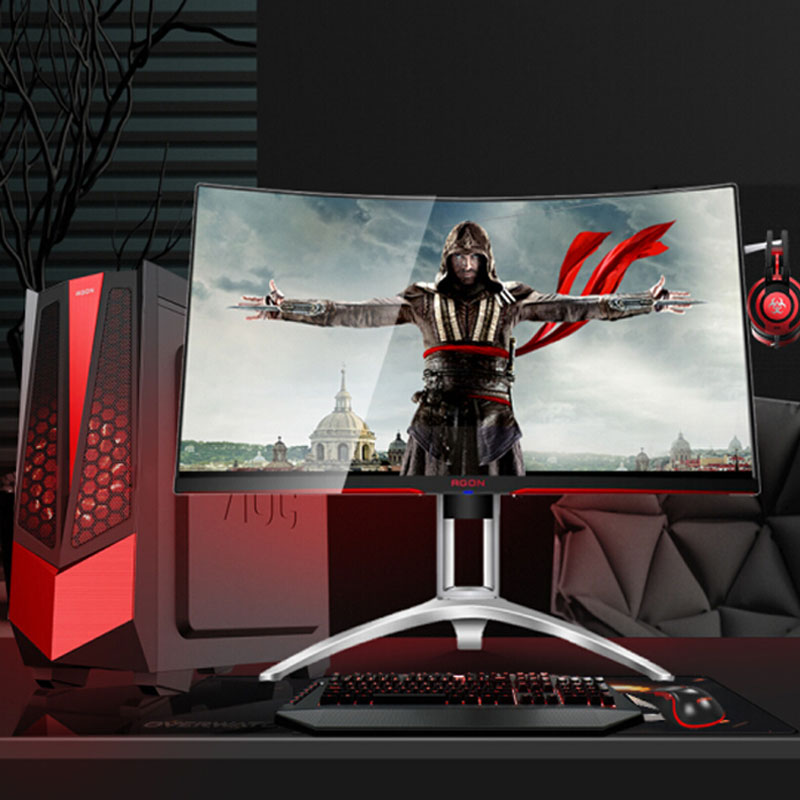 AOC 爱攻II AG322QCX 31.5英寸 144hz ΔE<3 1800R 大屏曲面全接口游戏电竞升降电脑显示器