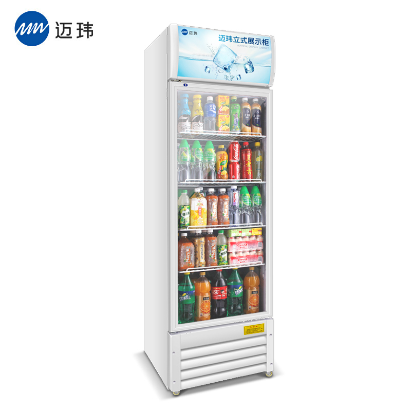 迈玮MW 商用展示柜 300升冷藏立式商用冰柜 冰箱啤酒水果蔬菜保鲜柜饮料柜侧开门白色单门展示柜