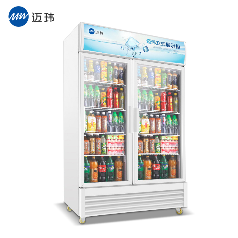 迈玮MW 商用展示柜 618升冷藏立式商用冰柜 冰箱啤酒水果蔬菜保鲜柜饮料柜侧开门白色双门展示柜