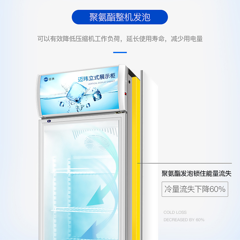 迈玮MW 商用展示柜 618升冷藏立式商用冰柜 冰箱啤酒水果蔬菜保鲜柜饮料柜侧开门白色双门展示柜
