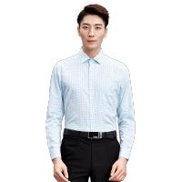 才子男装（TRIES）长袖衬衫 男士2018春季新款格子长袖修身商务休闲衬衫1151K6121