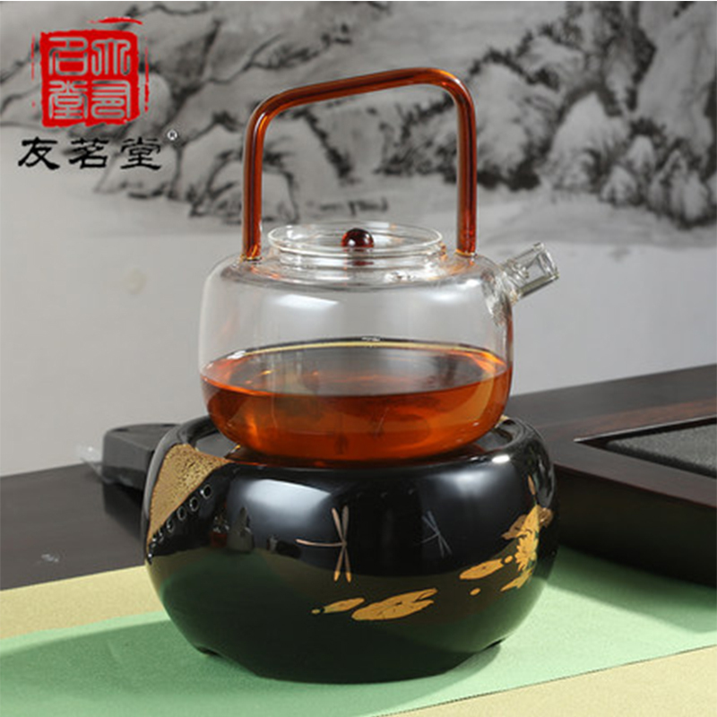 友茗堂YL-1036荷塘春色 电陶炉 触控式 微晶面板 4档 茶炉 陶瓷 静音电茶炉定时煮水煮茶炉铁壶银壶