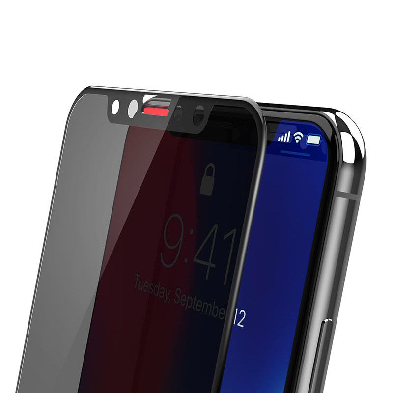 ESCASE iPhoneX/Xs钢化膜全屏 苹果X手机膜全屏覆盖防窥偷看吃鸡王者荣耀游戏手机贴膜 ES08+ 黑色图片