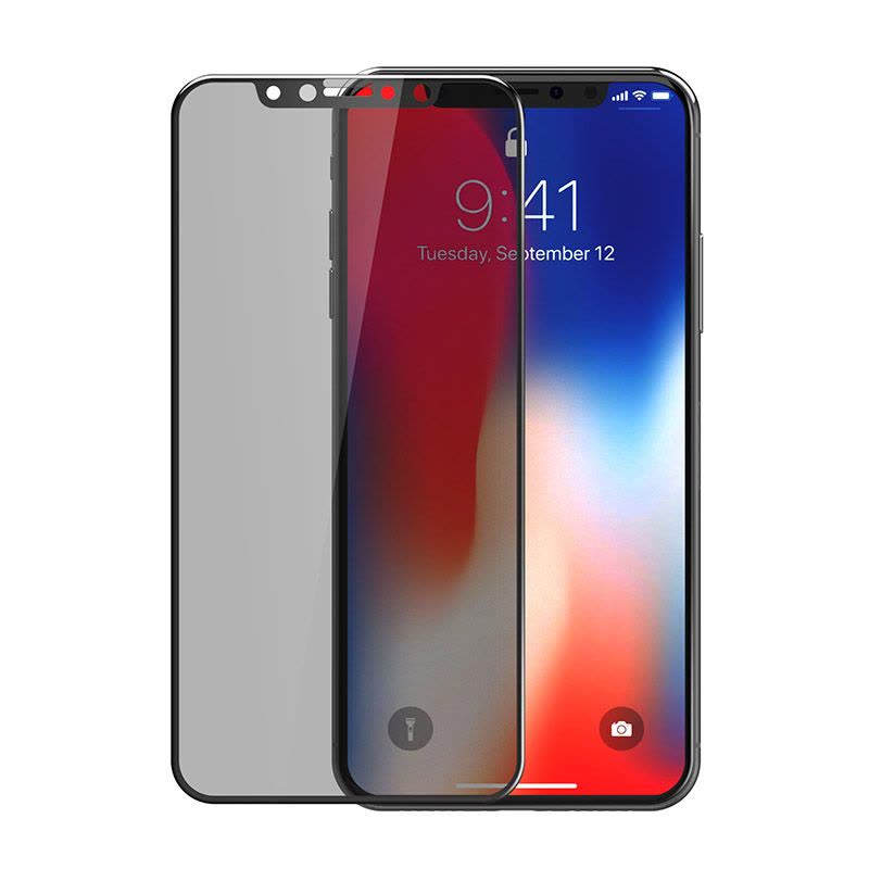 ESCASE iPhoneX/Xs钢化膜全屏 苹果X手机膜全屏覆盖防窥偷看吃鸡王者荣耀游戏手机贴膜 ES08+ 黑色图片