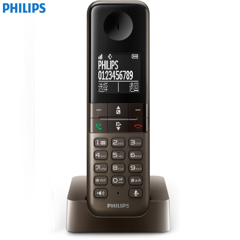 飞利浦(PHILIPS) DCTG450 数字无绳电话机单主机 中文菜单/免提通话/家用办公电话机(古铜色)