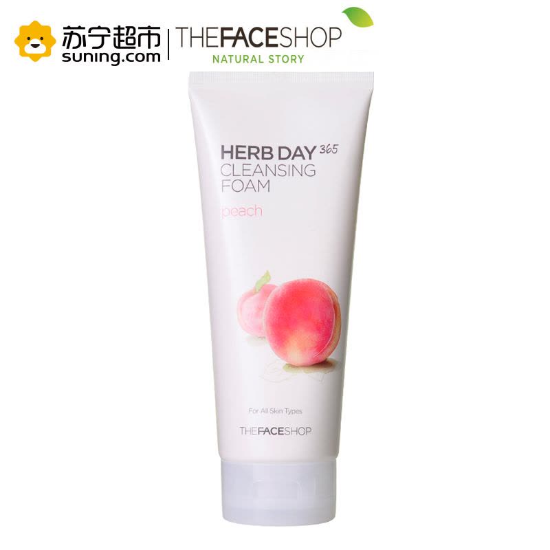 菲诗小铺(THE FACE SHOP)每日草本水蜜桃泡沫洁面膏170g(洗面奶 去角质 洁面 补水)图片