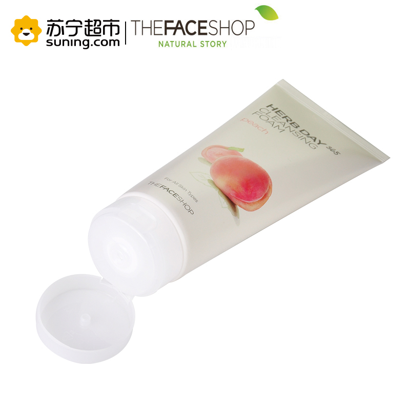 菲诗小铺(THE FACE SHOP)每日草本水蜜桃泡沫洁面膏170g(洗面奶 去角质 洁面 补水)高清大图