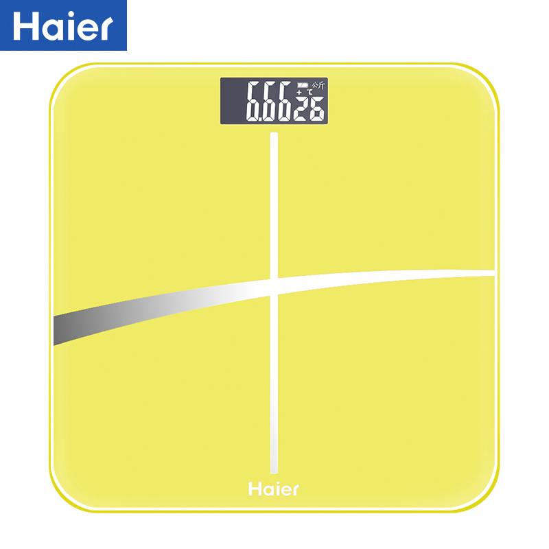 海尔(Haier)体重秤TZC11-00(F) 电子称家用usb充电款成人体秤减肥称精准称重电子秤LCD高清屏幕设计粉色
