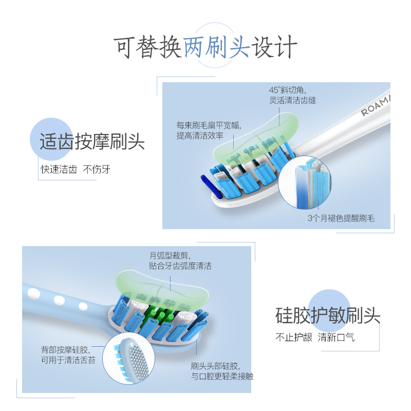 ROAMAN/罗曼声波电动牙刷成人儿童自动牙刷充电式家用防水软毛T5