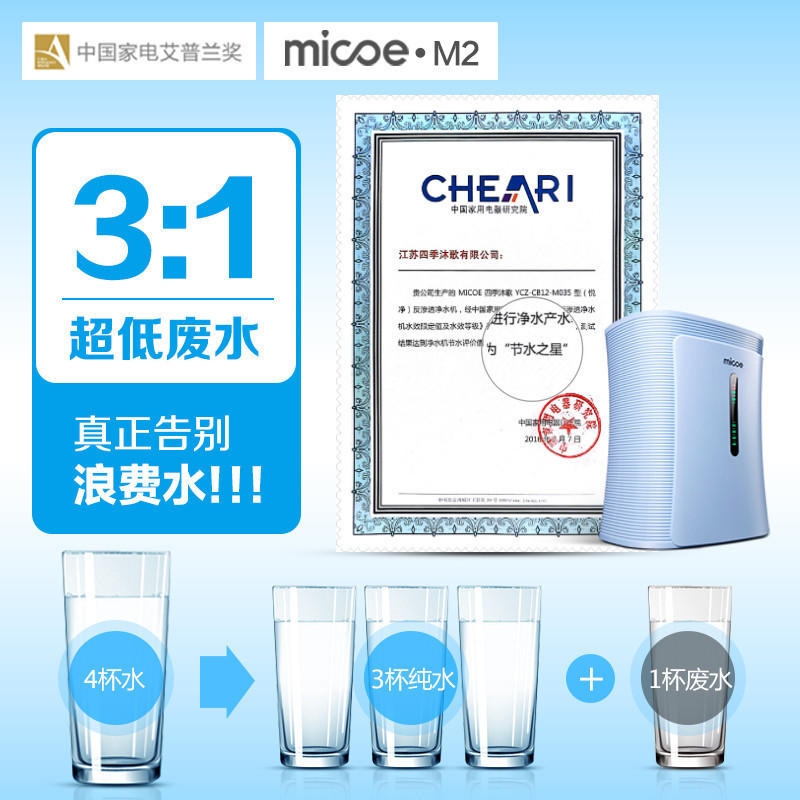 四季沐歌(MICOE)净水器家用净水机75G大通量3:1低废水比反渗透净水机厨下式直饮机纯水机YCZ-CB12-M034