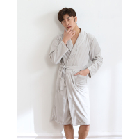 蓝旗男女珊瑚绒法兰绒睡衣情侣款家居服浴袍WY-147176