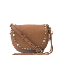 REBECCA MINKOFF 珠钉镶嵌女士斜挎包马鞍包 HH15IULX31ALMONDF