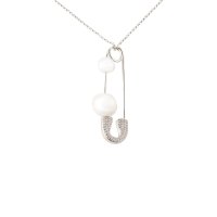 apm MONACO 别针珍珠纯银项链 AP9746XPLSILVERF