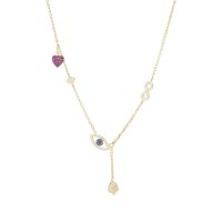 apm MONACO 恶魔之眼爱心镶晶钻项链 AC3514YGOLDF